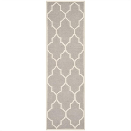 Safavieh 2 Ft. -6 In. X 12 Ft. Runner Contemporary Dhurries- Dark Grey And Ivory- Flatweave Rug DHU632G-212
